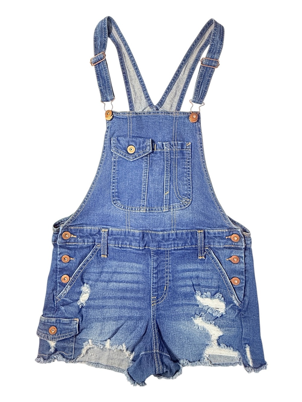 No Boundaries denim cut-off overalls Women’s size medium (7-9) | ss